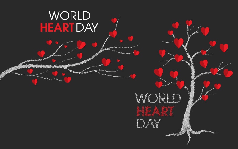 Plantilla de diseño de ilustración vectorial del evento del Día Mundial del Corazón v.2