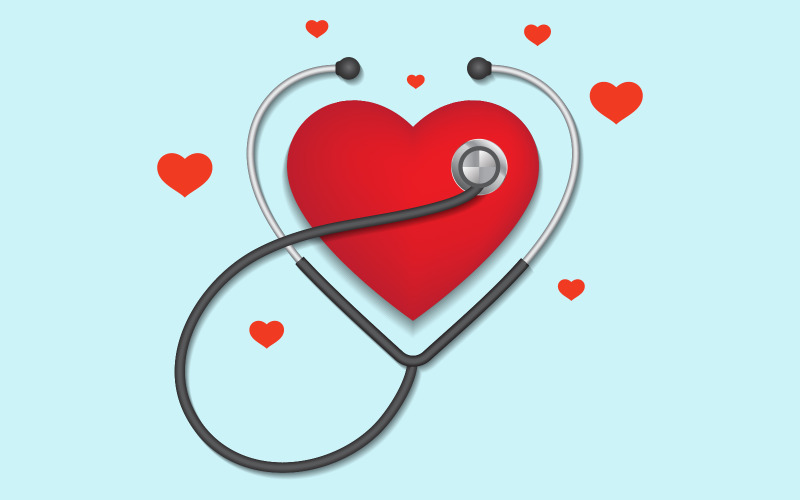 Plantilla de diseño de ilustración vectorial médica para evento de hospital saludable del Día Mundial del Corazón v.3