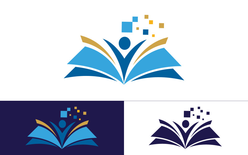 Шаблон логотипа книги образования векторная иконка иллюстрация дизайн v.21