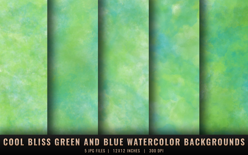 Sfondi ad acquerello verde e blu Cool Bliss