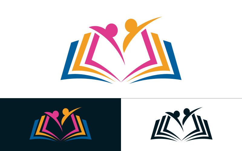 Utbildning bok logotyp mall vektor ikon illustration design v.7