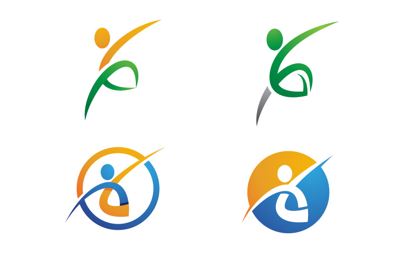 Mänsklig karaktär för tränare frisk passform logotyp tecken illustration vektor formgivningsmall v.11