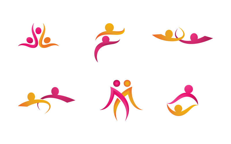Modèle de conception de logo d'illustration d'icône sociale et de réseau de soins communautaires et d'adoption v.2