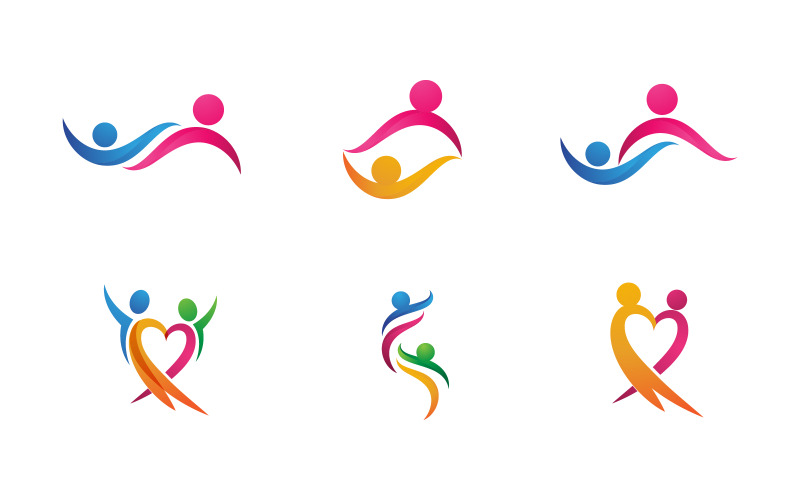 Modello di logo di progettazione dell'illustrazione dell'icona sociale e della rete di assistenza alla comunità e all'adozione v.1