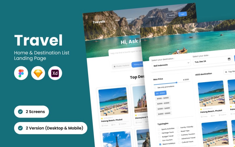 Diseño de páginas de destino para viajes y destinos