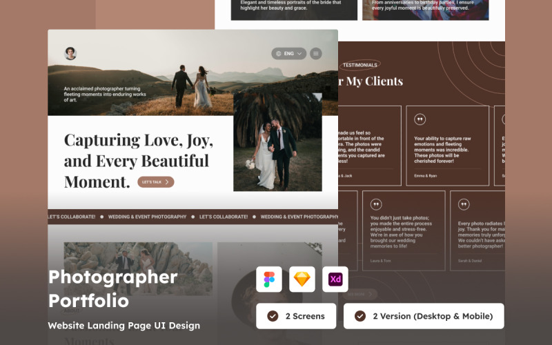 Elegant målsida för fotografportfölj