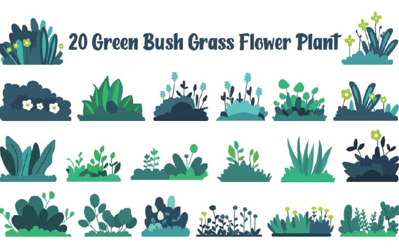 20 Planta de flor de grama verde Bush