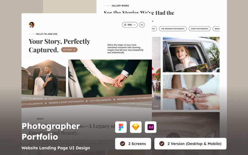 Landing Page de portfólio de fotógrafo sofisticado
