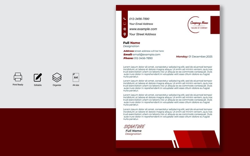 Letterhead Design Template for Official Letters - Product - 096