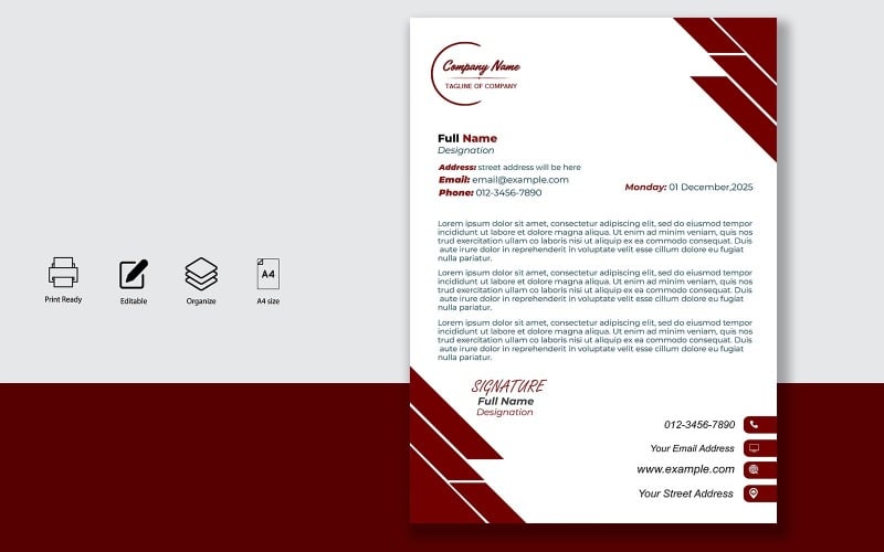 Letterhead Design Template for Official Letters - Product - 100
