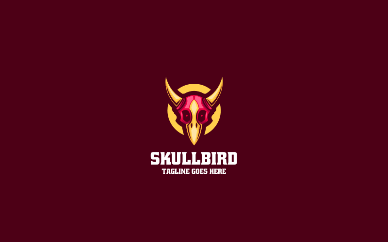 Logo mascotte semplice teschio uccello