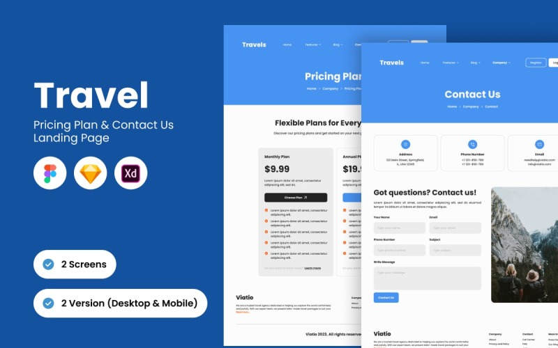 Reisepreise und Kontakt-Landingpage