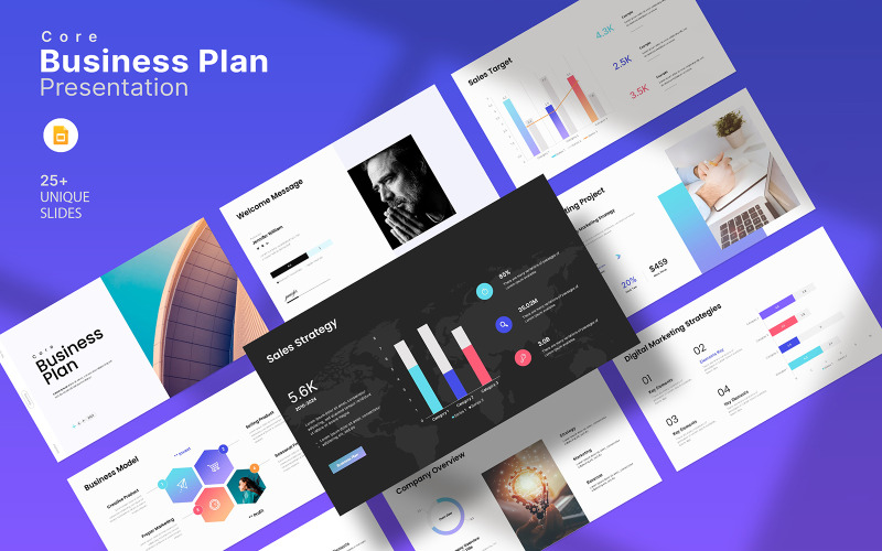 Slim bedrijfsplan Google Slide-sjabloon