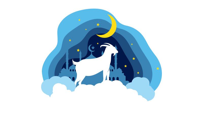 Islamiska dagen Eid Al Adha Mubarak ikon vektorillustration designmall v.2