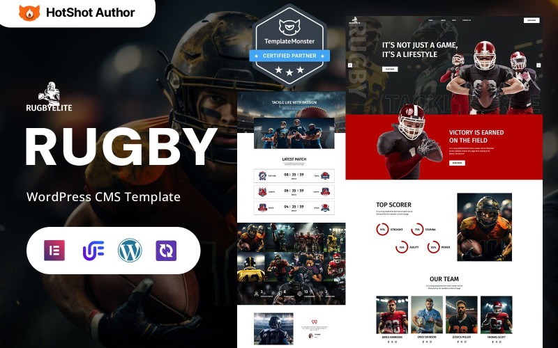 RugbyElite – Rögbijátékok és mérkőzések ütemezése WordPress Elementor téma