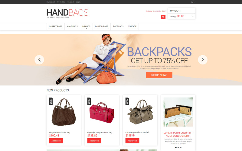 сумочка отзывчивая тема magento