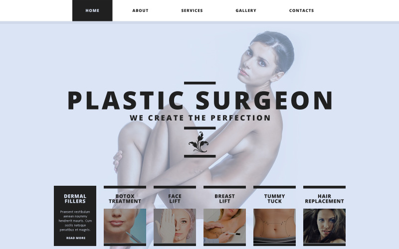 Plantilla de sitio web receptivo de cirugía plástica