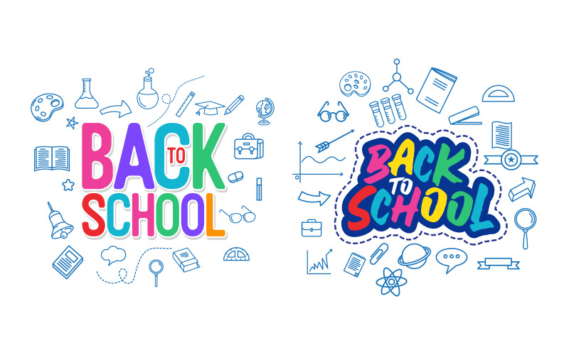 Bildung Zurück zur Schule Element Symbol Vektor Illustration Design v.9