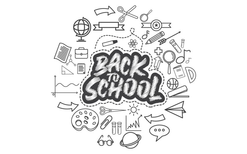Diseño de ilustración vectorial de icono de elemento educativo de regreso a la escuela v.6