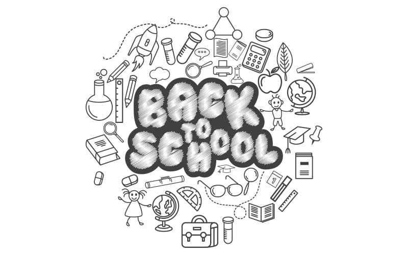 Diseño de ilustración vectorial de icono de elemento educativo de regreso a la escuela v.7