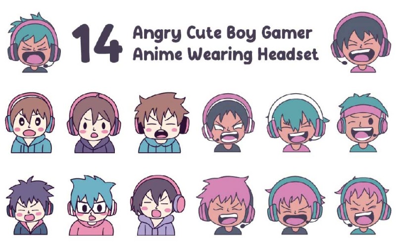 14 Ragazzi Carini Arrabbiati Gamer Anime Che Indossano Cuffie