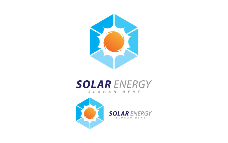 Modello di progettazione del logo dell'energia solare. Logo creativo dell'energia elettrica del pannello solare 12