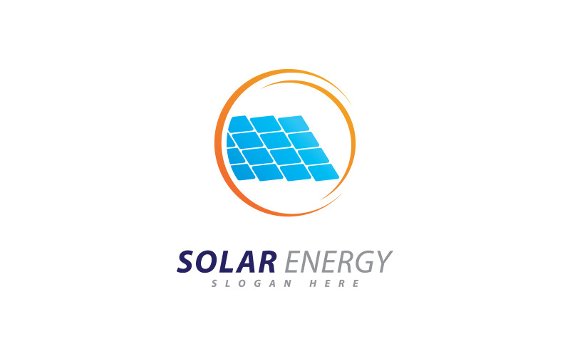 Modello di progettazione del logo dell'energia solare. Logo creativo dell'energia elettrica del pannello solare 1