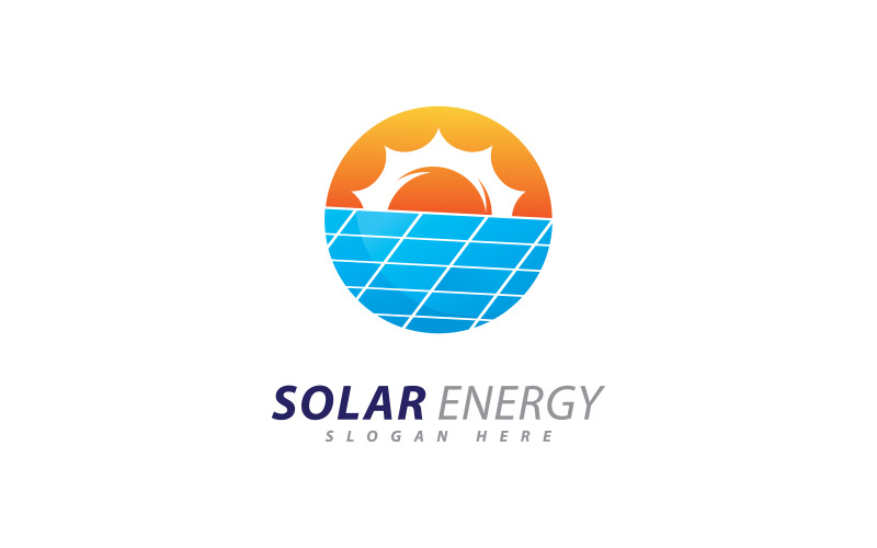 Modello di progettazione del logo dell'energia solare. Logo creativo dell'energia elettrica del pannello solare 2
