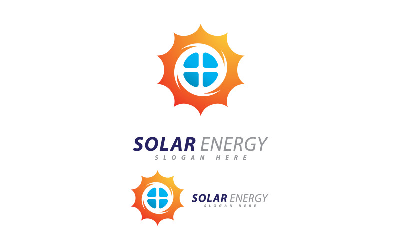 Modello di progettazione del logo dell'energia solare. Logo creativo dell'energia elettrica del pannello solare 4