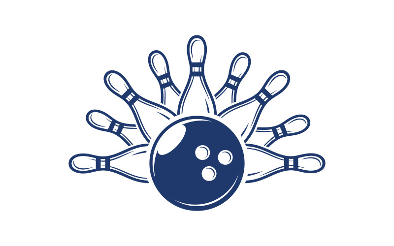 Sport Bowling icona logo modello illustrazione vettoriale design v.7