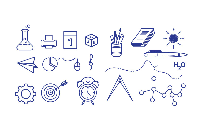 Utbildning Tillbaka till skolan element ikon vektor illustration design v.3