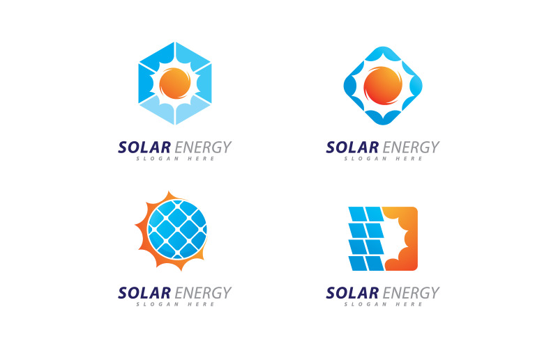 Zonne-energie logo ontwerp sjabloon. Creatief Zonnepaneel energie elektrische elektriciteit logo 14