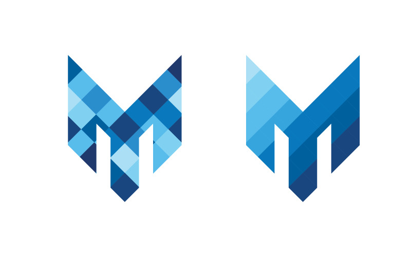 Modern M Harfi Logo Şablonu vektör çizim tasarımı v.1
