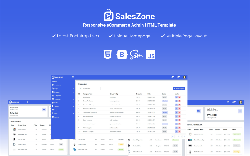 SalesZone – Responsive eCommerce HTML-Admin-Vorlage