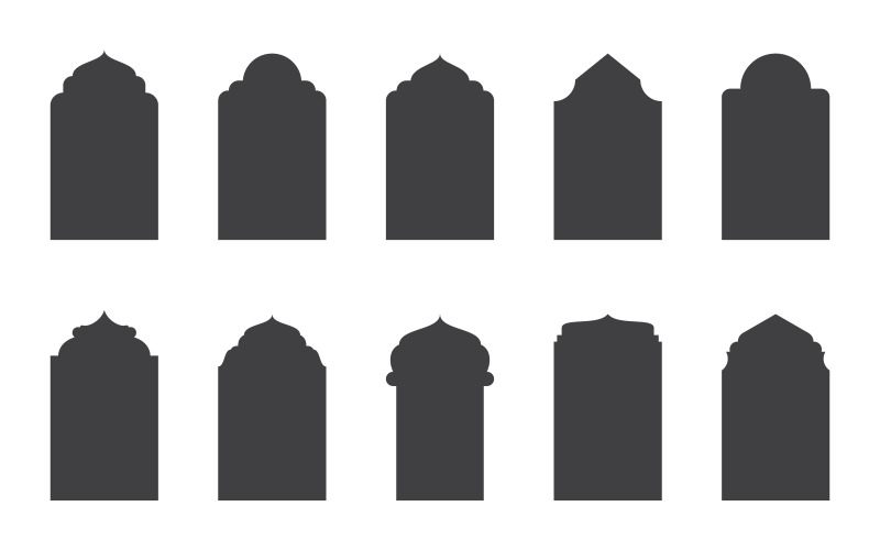 Religie Moskee deur en raam vector pictogram ontwerp sjabloon v.2