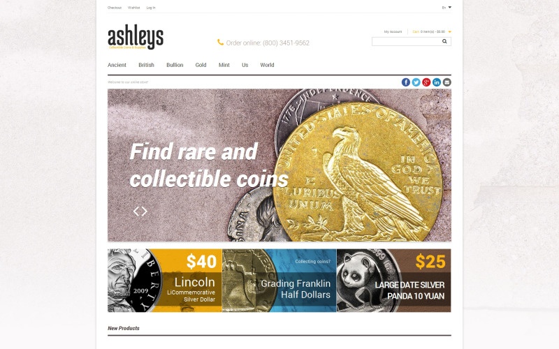 Téma Numismatist's Store Magento