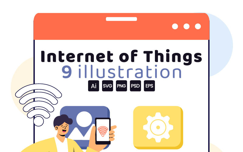 9 Ilustração vetorial de tecnologia IoT