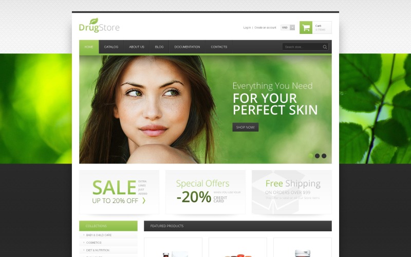 аптека отзывчивая тема shopify