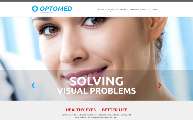 Modello di sito Web reattivo dell'ottico optometrista