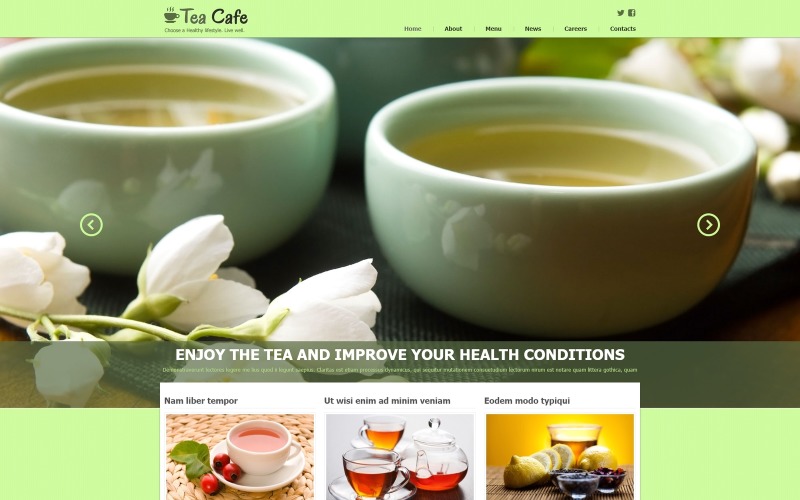 Modelo Joomla responsivo para Tea Shop