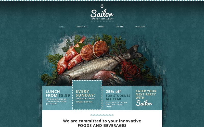 Seafood Restaurant Responsive Website Template
