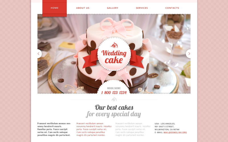 Hochzeitstorte Responsive Website-Vorlage