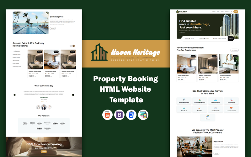 HavenHeritage - HTML-websitesjabloon voor het boeken van onroerend goed