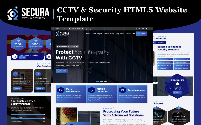 Secura - HTML5 шаблон веб-сайта видеонаблюдения и безопасности