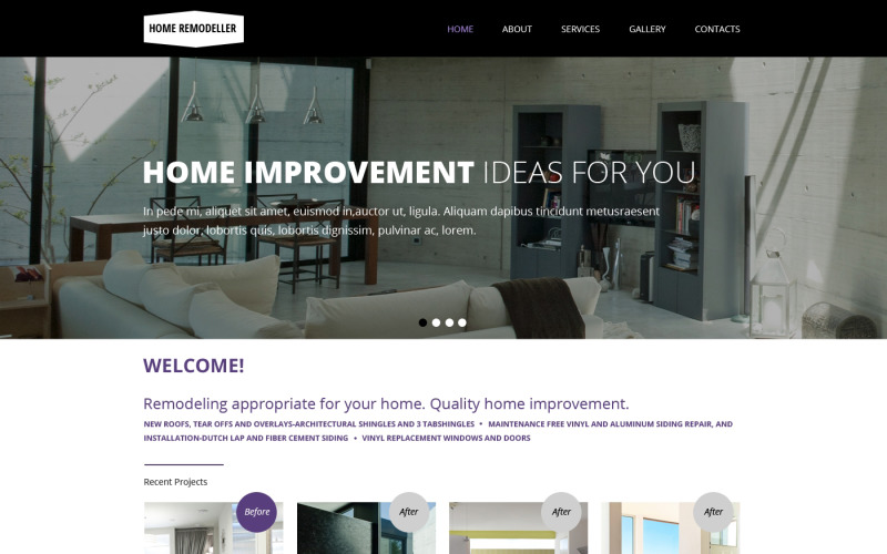 Modèle de site Web réactif pour la rénovation domiciliaire