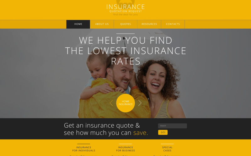 Šablona webových stránek reagující na pojištění