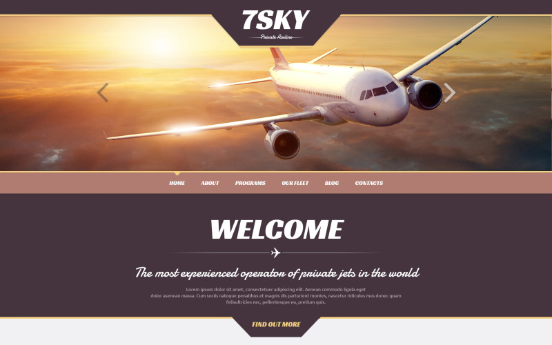 Tema WordPress reattivo della compagnia aerea privata