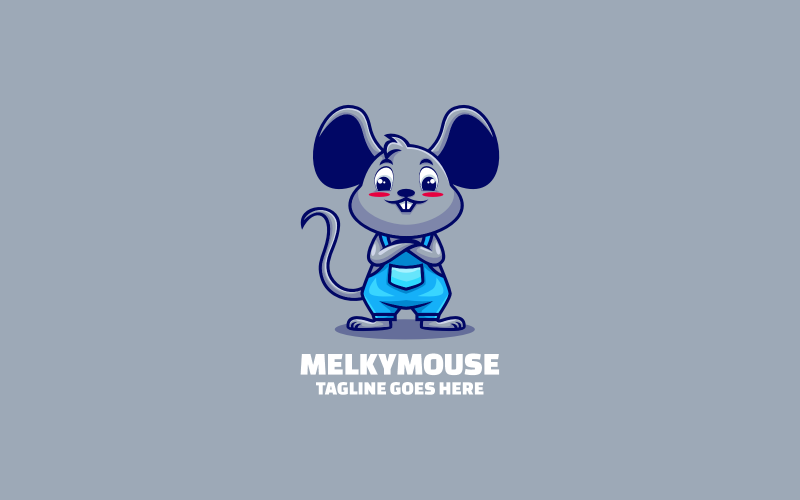Logo de dessin animé de la mascotte de la souris Melky