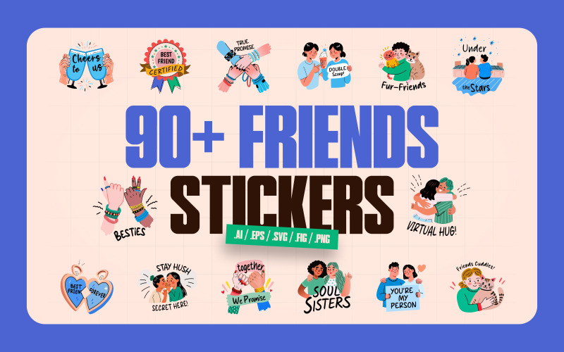 Modern Friends-stickerpakket