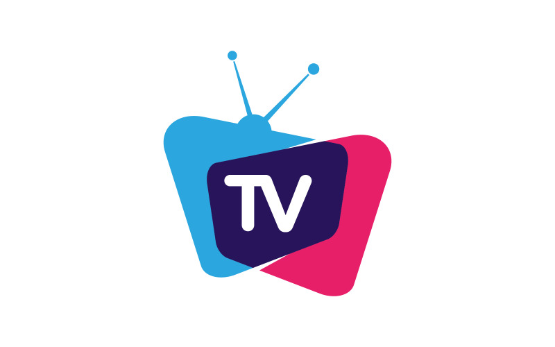 Modèle de conception de logo de chaîne de télévision en ligne, concept de logo de diffusion en direct v.3